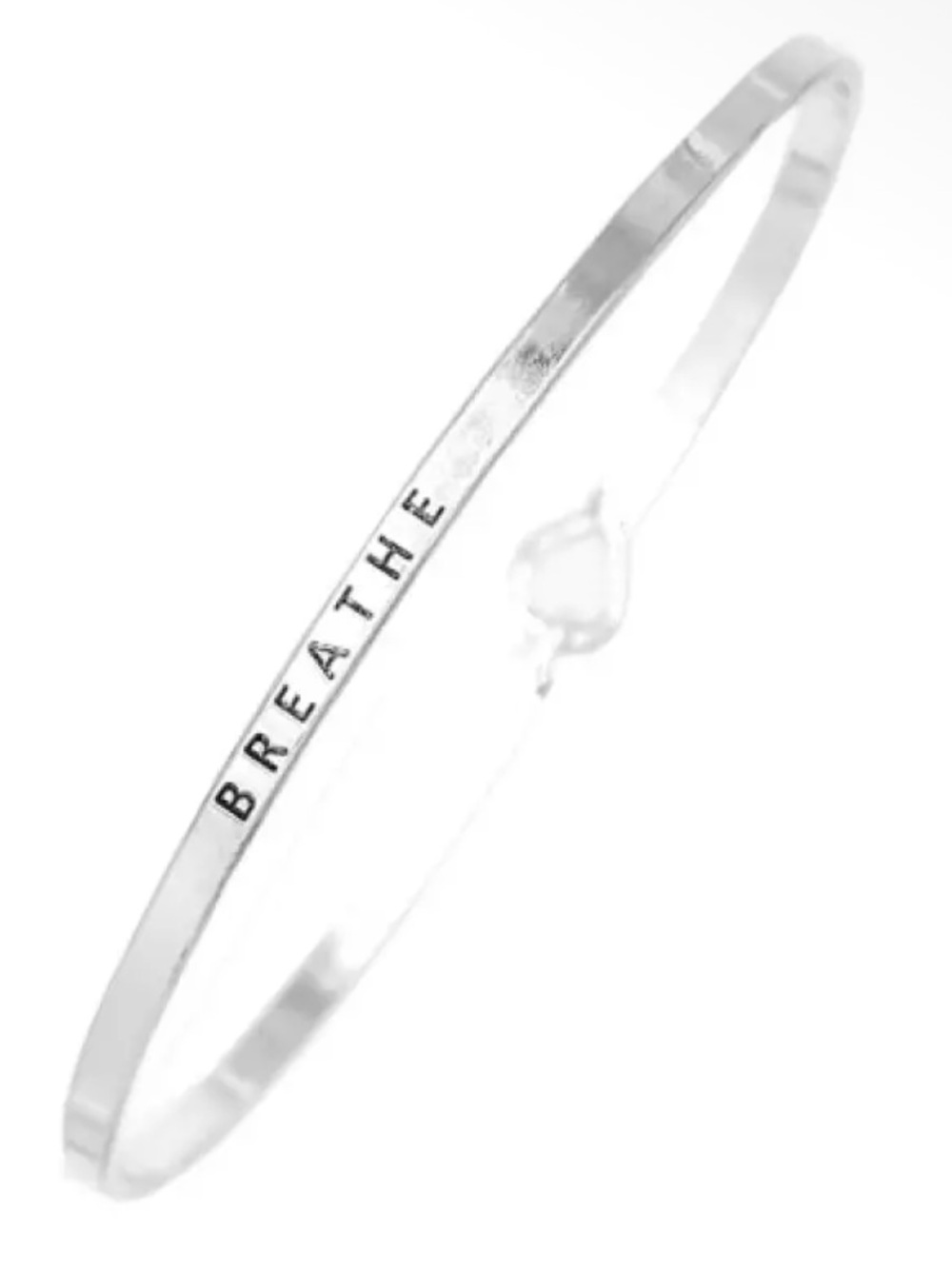 Silver Tone "BREATHE" Inspirational Bangle Bracelet